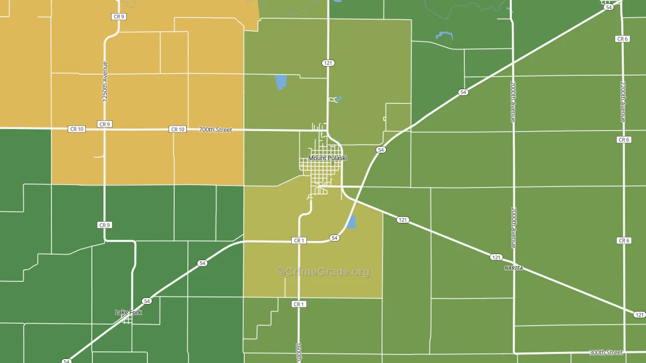 62548, IL Map of Theft Rates