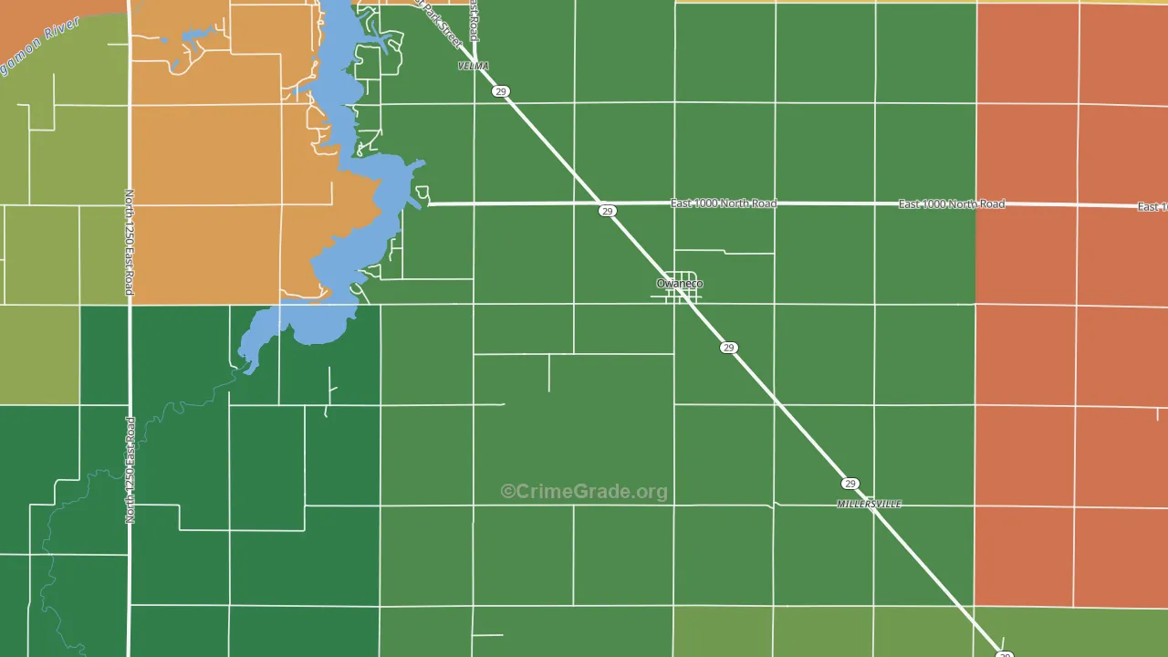 62555, IL Map of Theft Rates