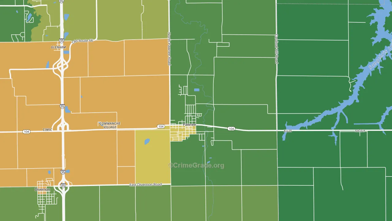 62558, IL Map of Theft Rates