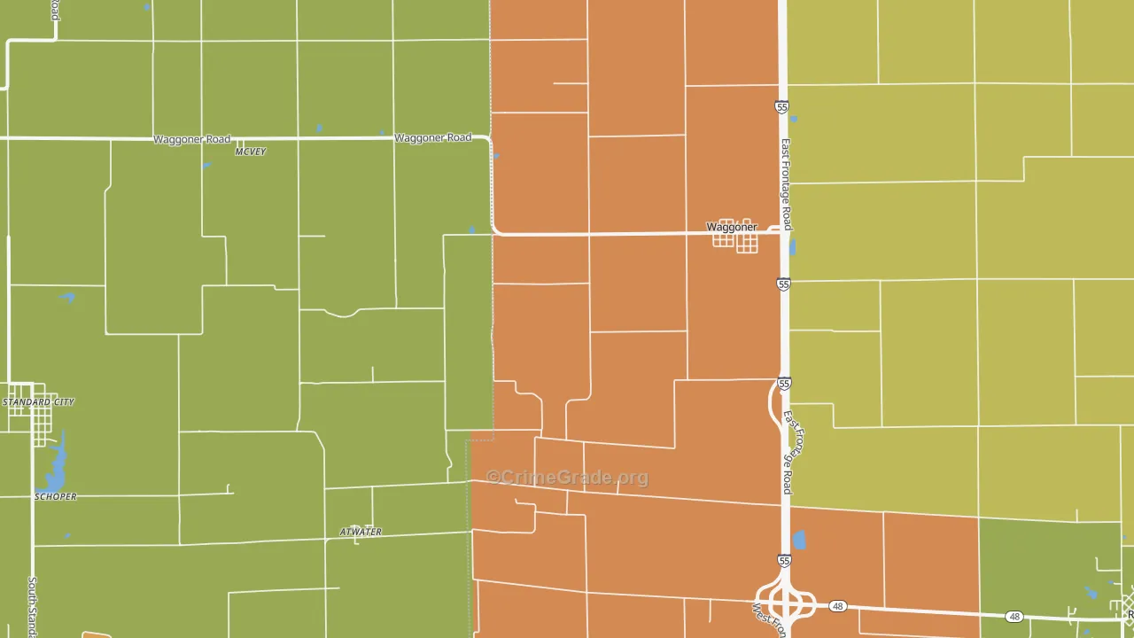 62572, IL Map of Theft Rates