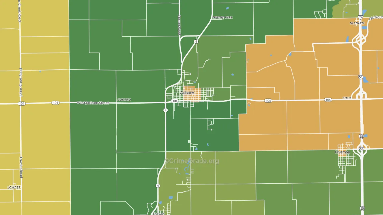 62615, IL Map of Theft Rates