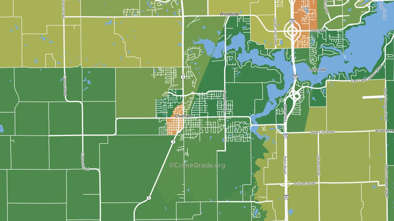 62629, IL Map of Theft Rates