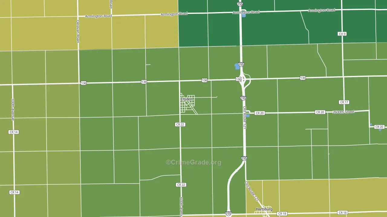 62635, IL Map of Theft Rates