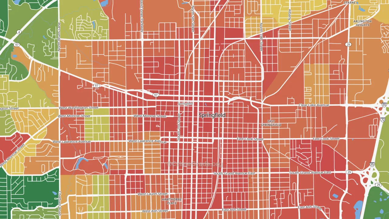 62701, IL Map of Theft Rates