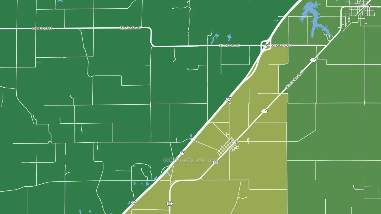 62807, IL Map of Theft Rates