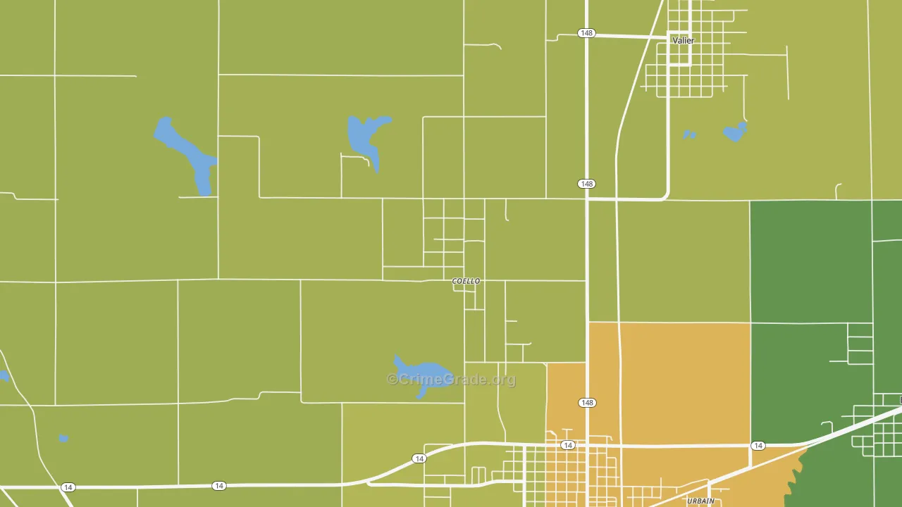 62825, IL Map of Theft Rates