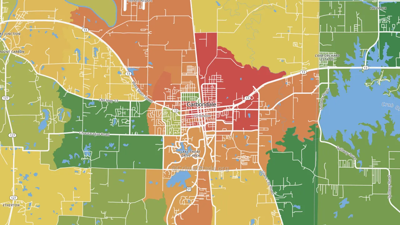 62901, IL Map of Theft Rates