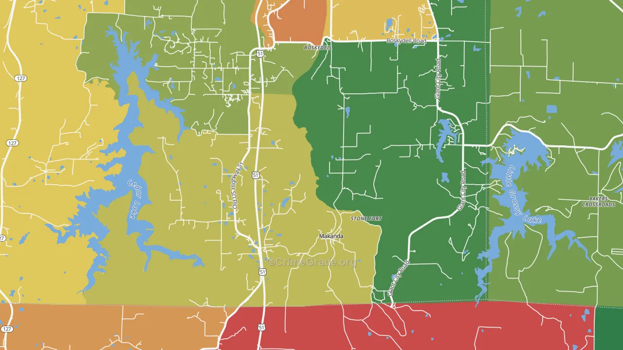 62958, IL Map of Theft Rates
