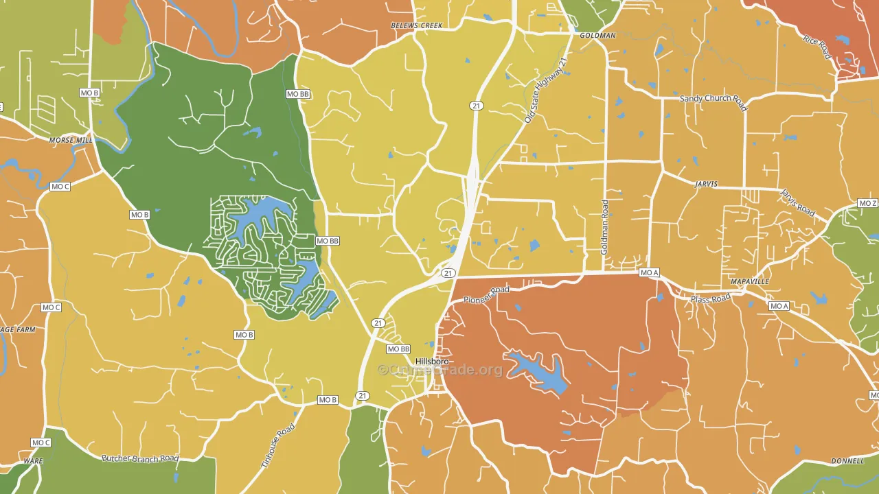 63050, MO Map of Theft Rates
