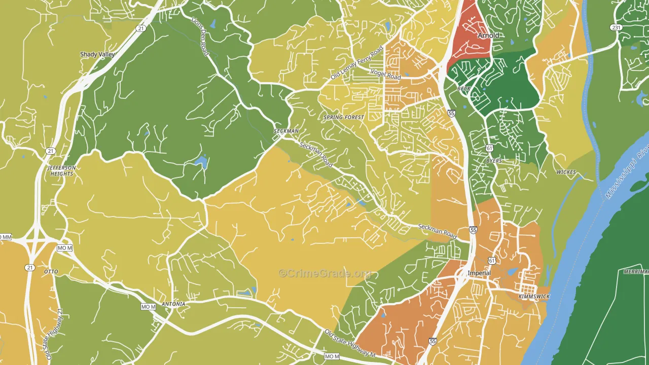 63052, MO Map of Theft Rates