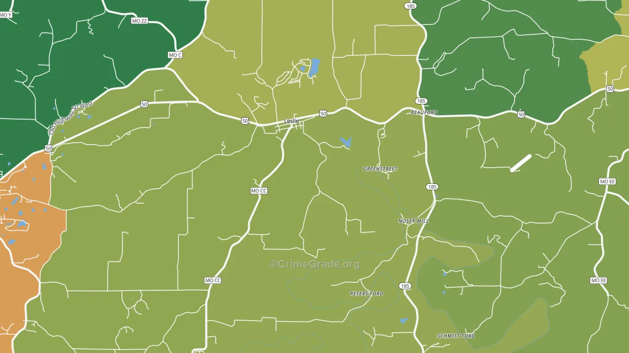 63056, MO Map of Theft Rates