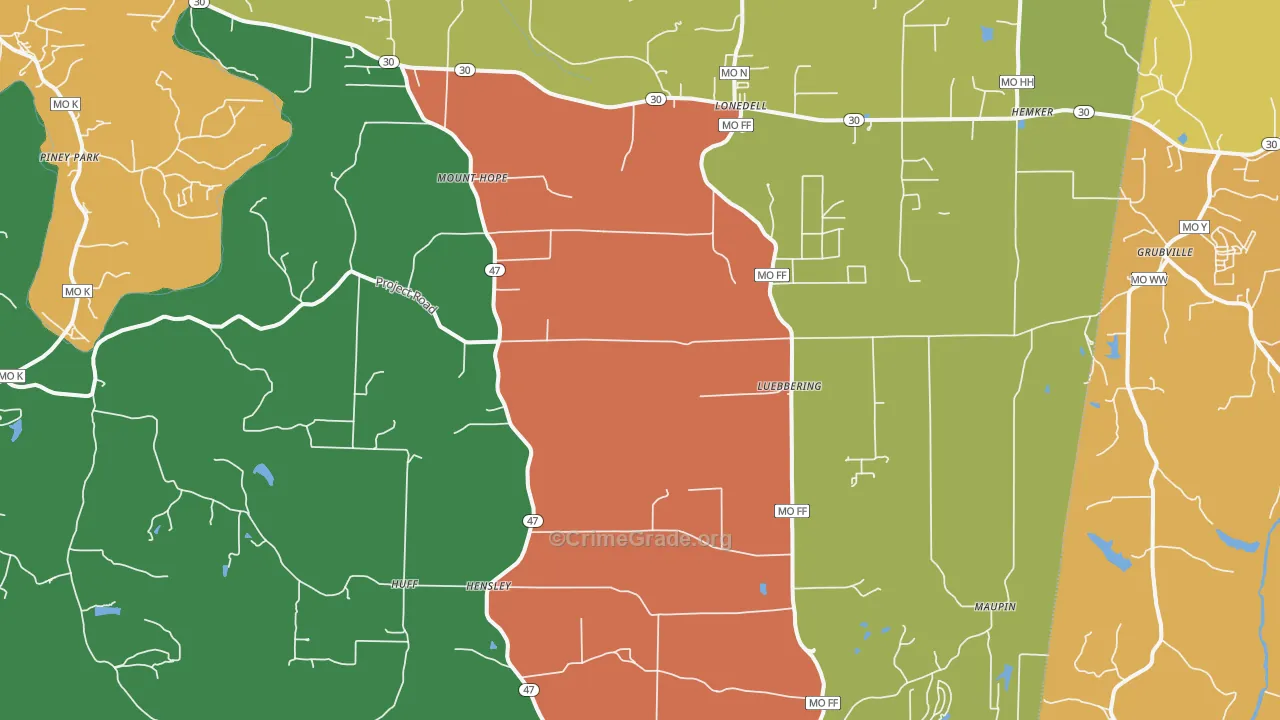 63060, MO Map of Theft Rates