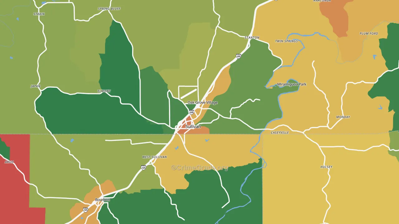 63080, MO Map of Theft Rates