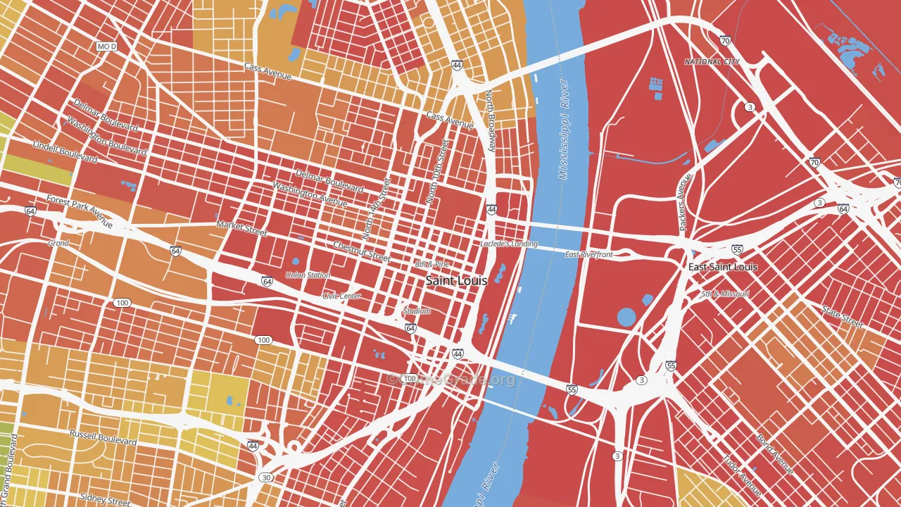 63102, MO Map of Theft Rates