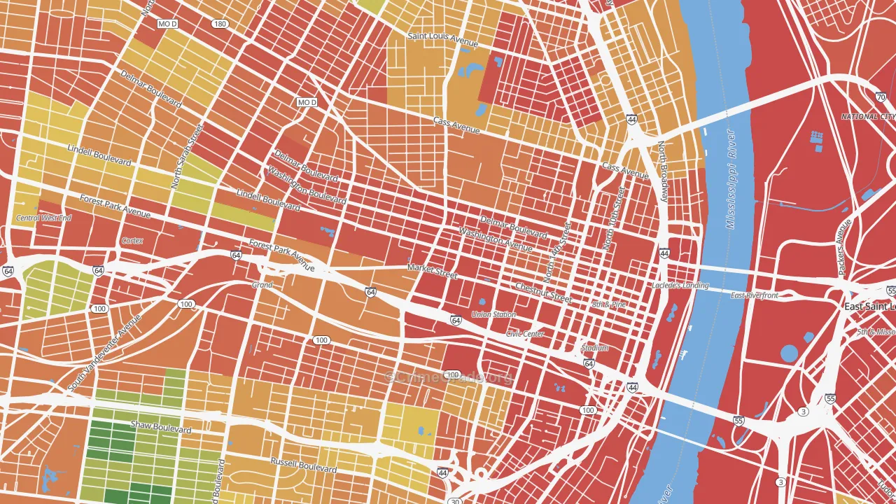 63103, MO Map of Theft Rates