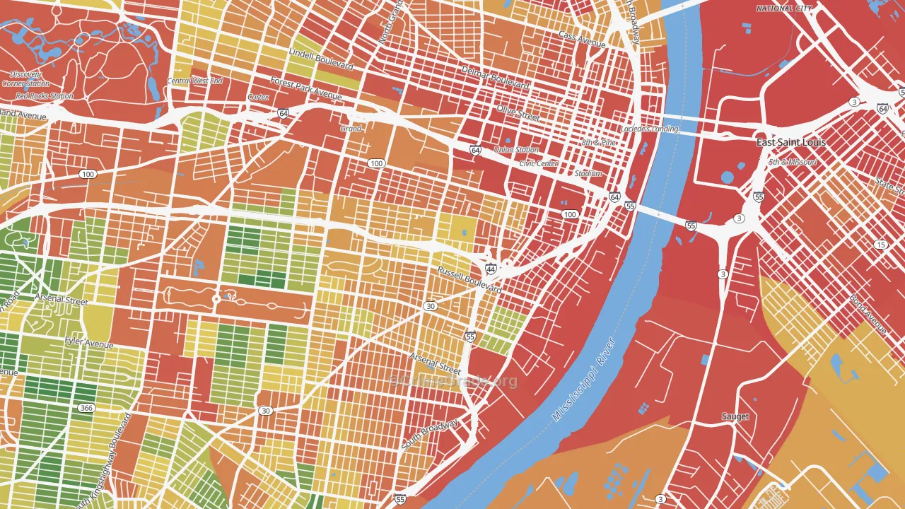 63104, MO Map of Theft Rates