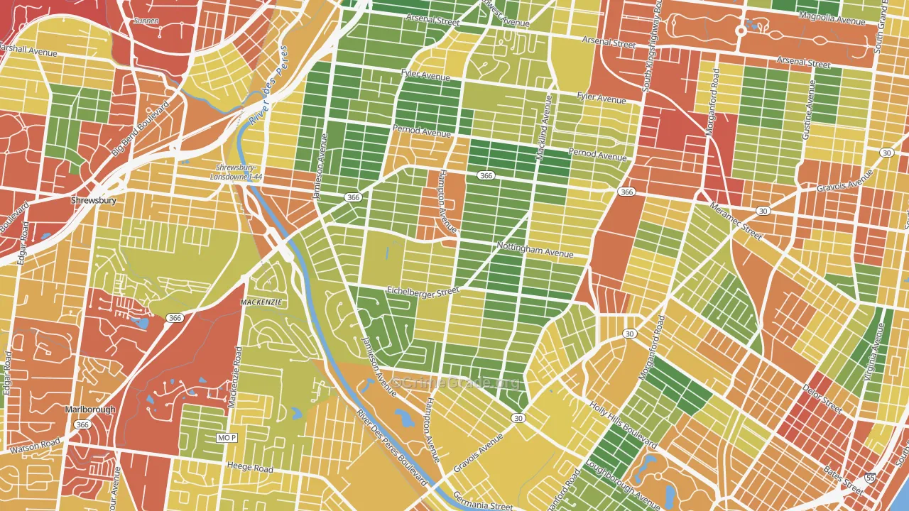 63109, MO Map of Theft Rates