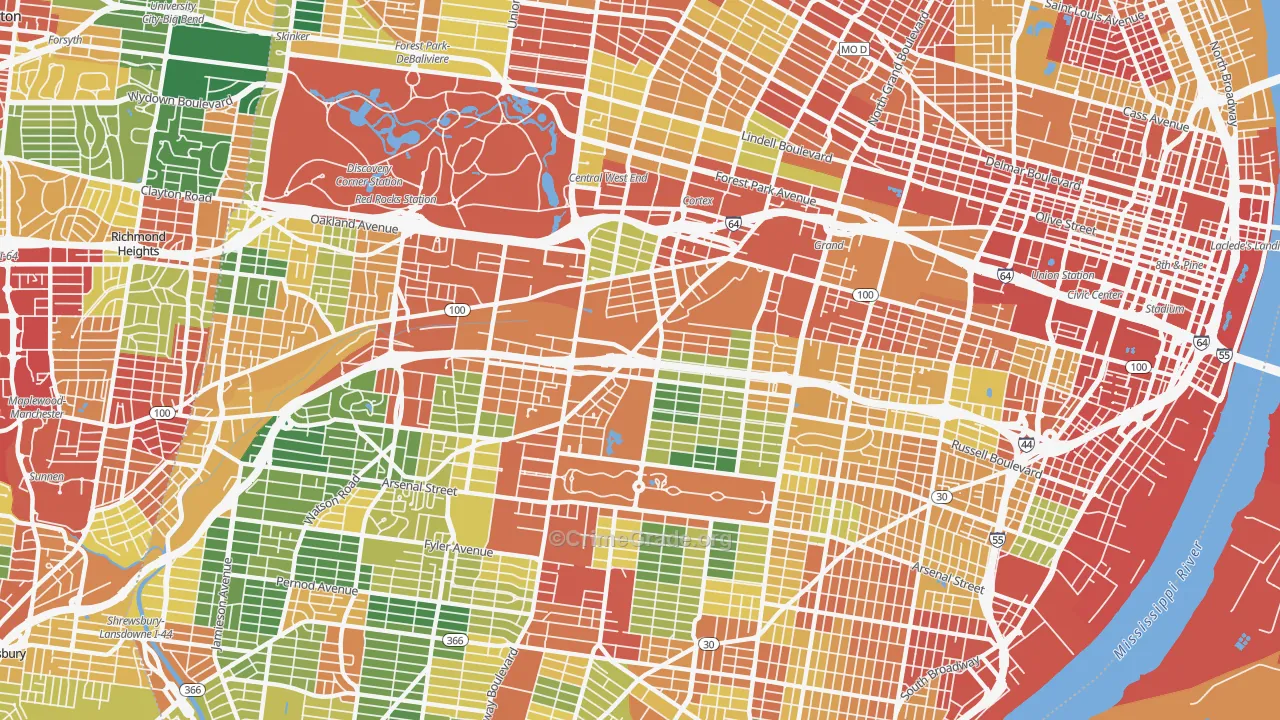 63110, MO Map of Theft Rates