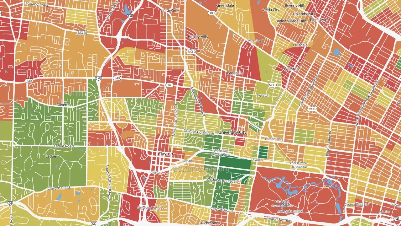 63130, MO Map of Theft Rates