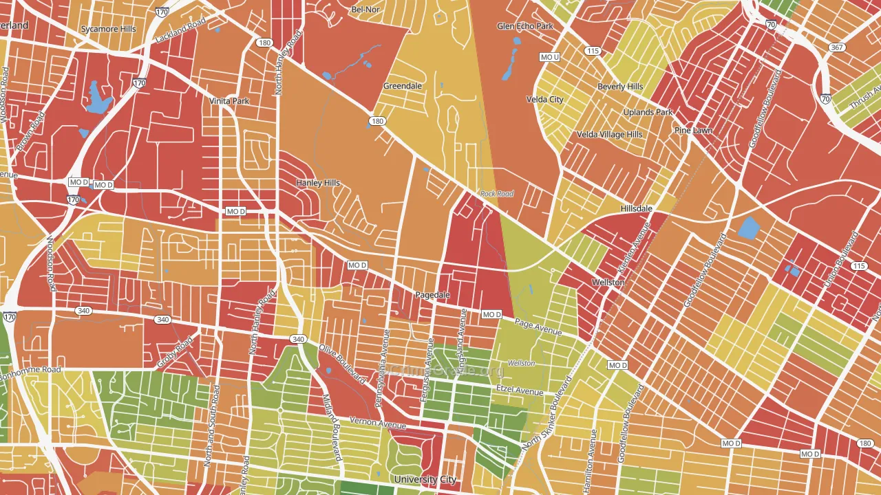 63133, MO Map of Theft Rates