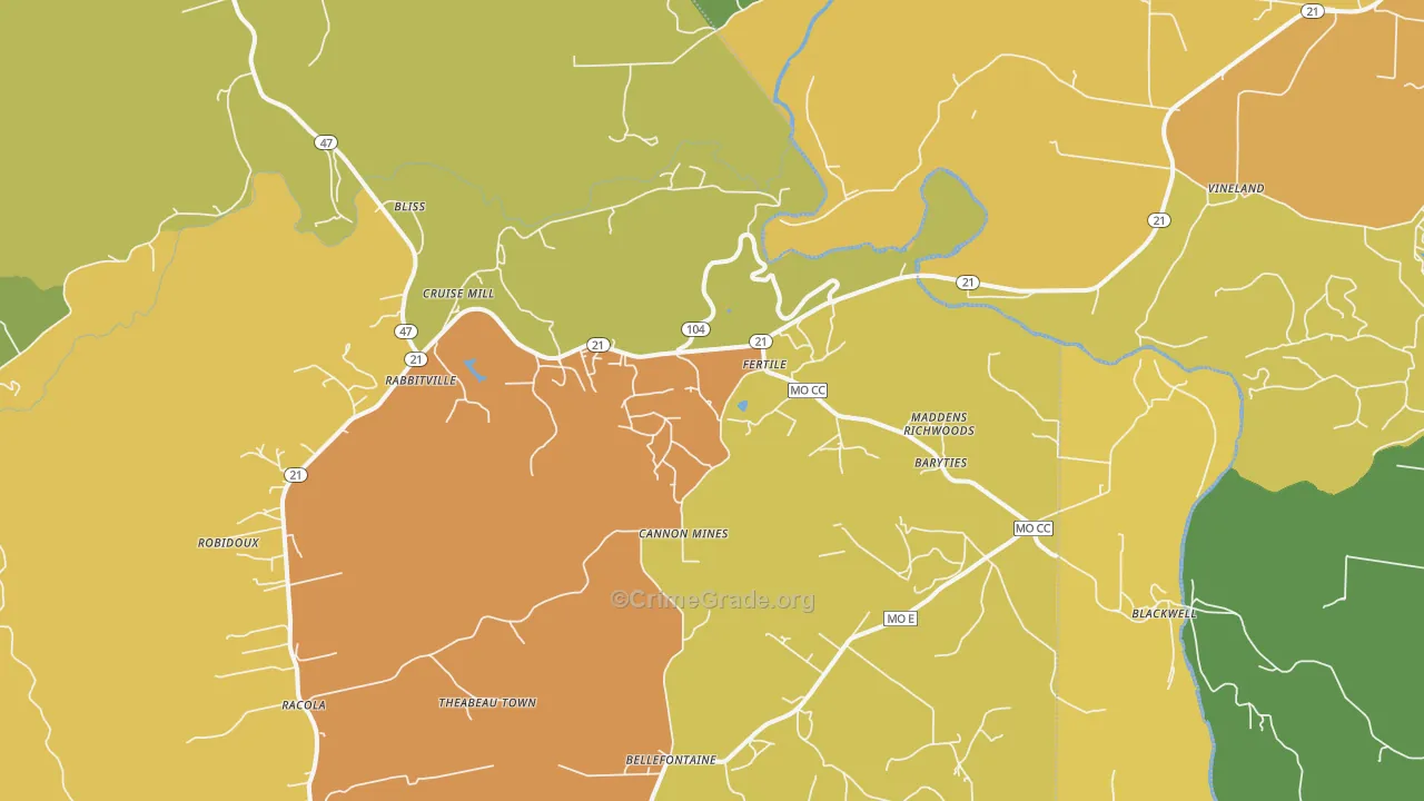 63626, MO Map of Theft Rates