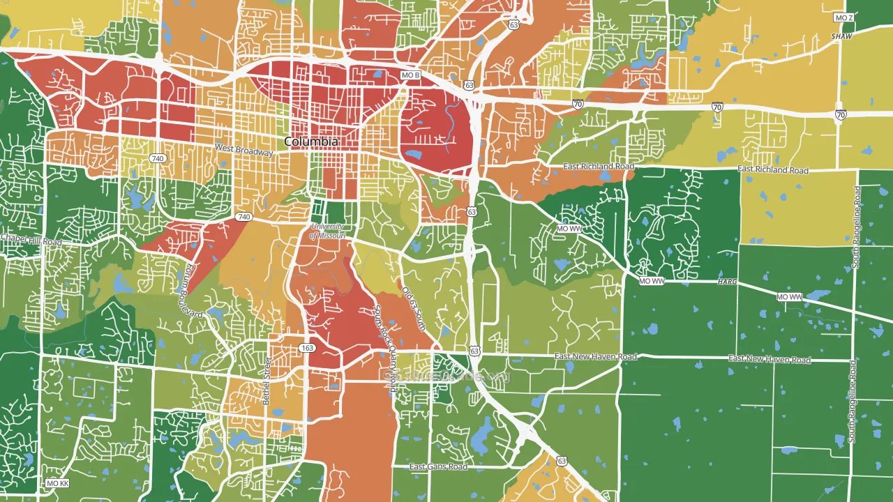 65201, MO Map of Theft Rates