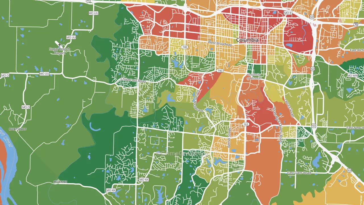 65203, MO Map of Theft Rates
