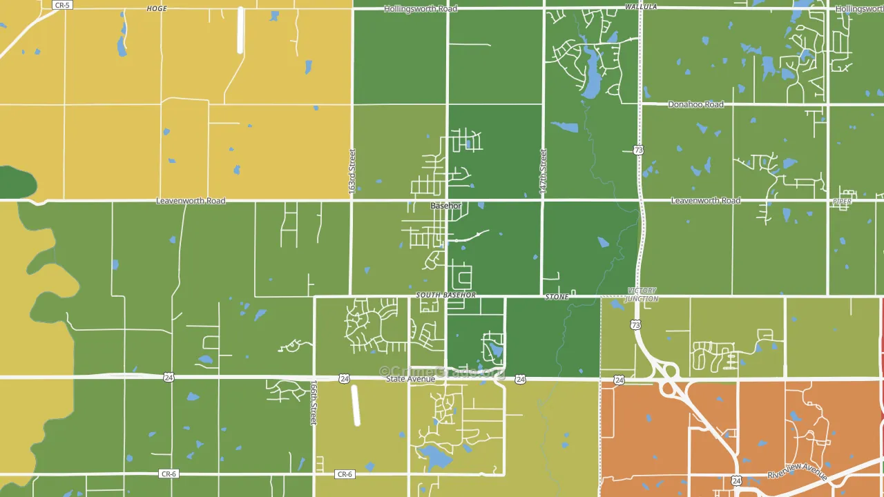 66007, KS Map of Theft Rates