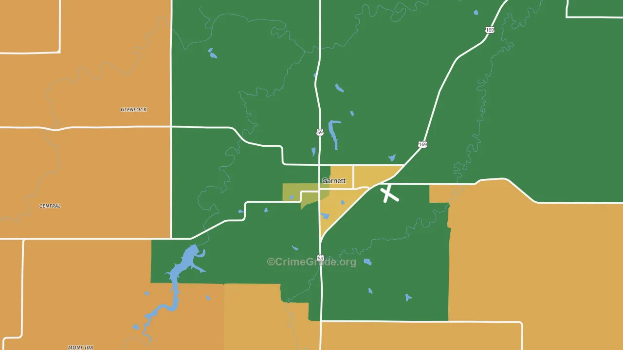 66032, KS Map of Theft Rates