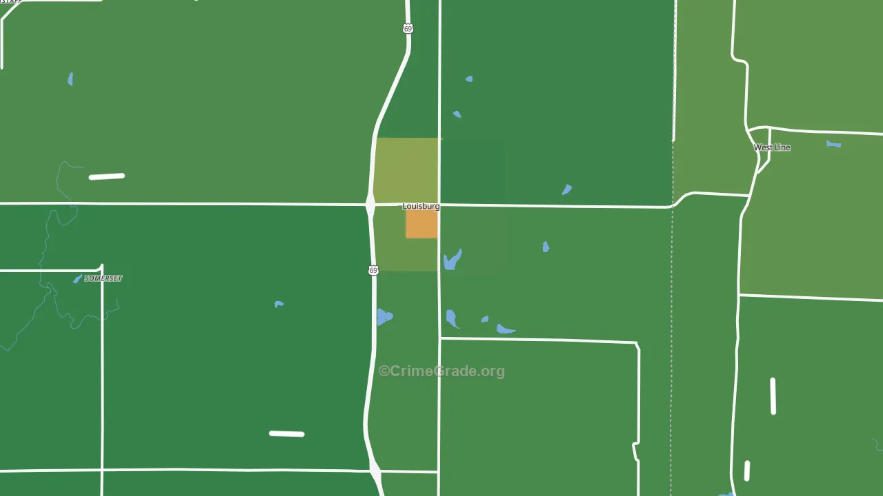 66053, KS Map of Theft Rates