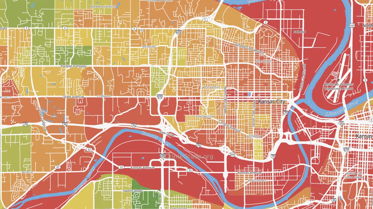 66102, KS Map of Theft Rates