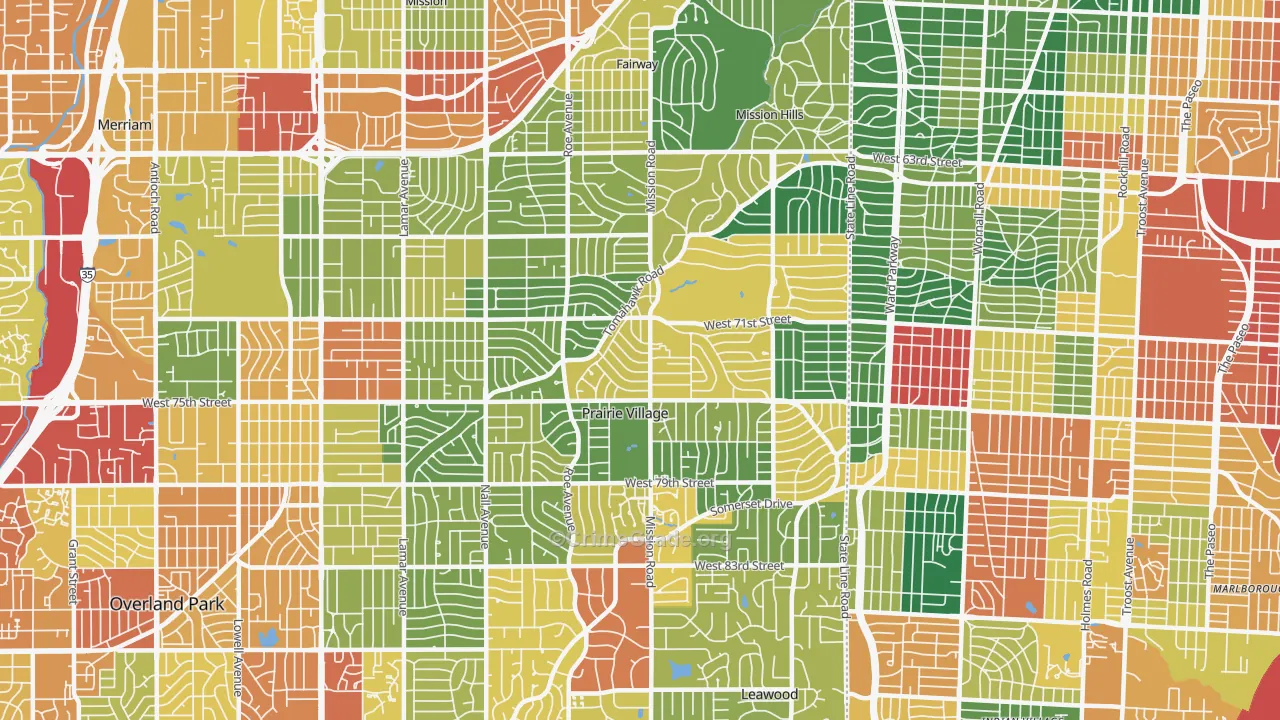 66208, KS Map of Theft Rates