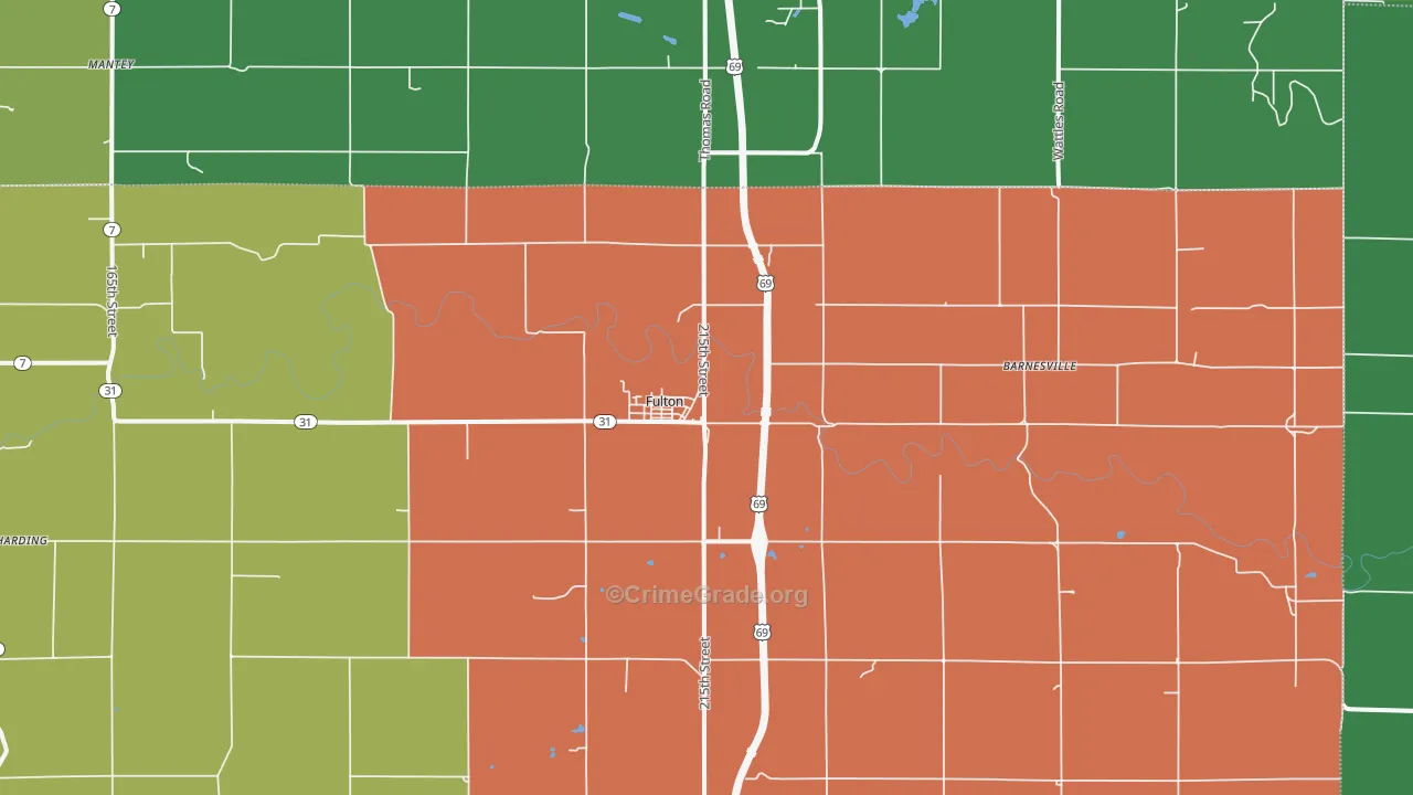 66738, KS Map of Theft Rates