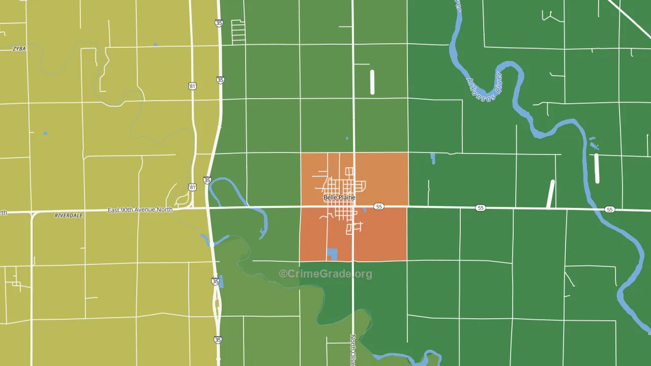 67013, KS Map of Theft Rates