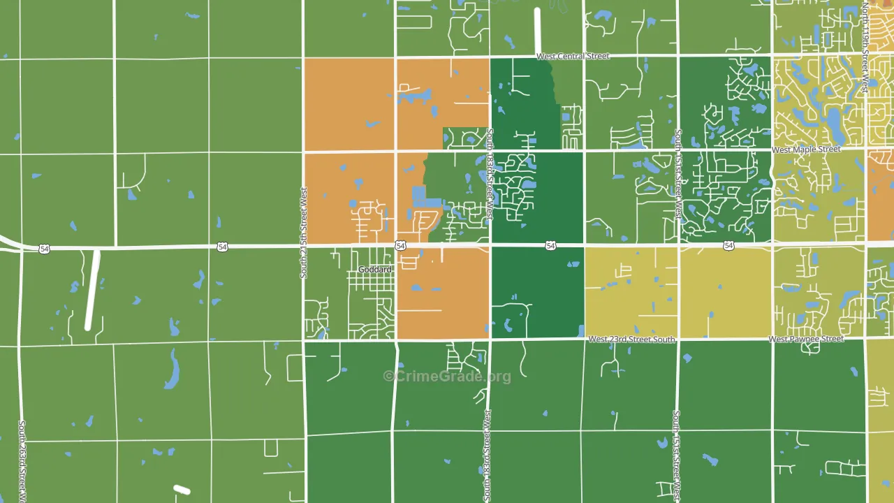 67052, KS Map of Theft Rates
