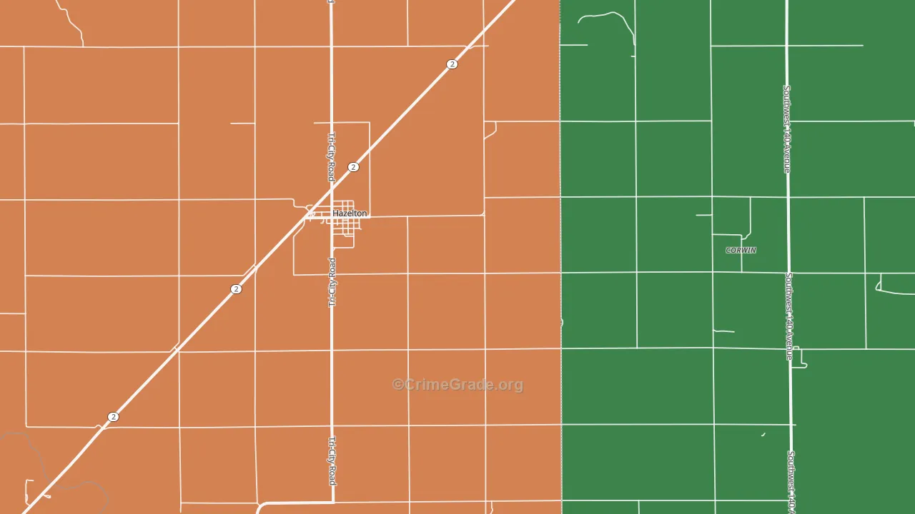 67061, KS Map of Theft Rates