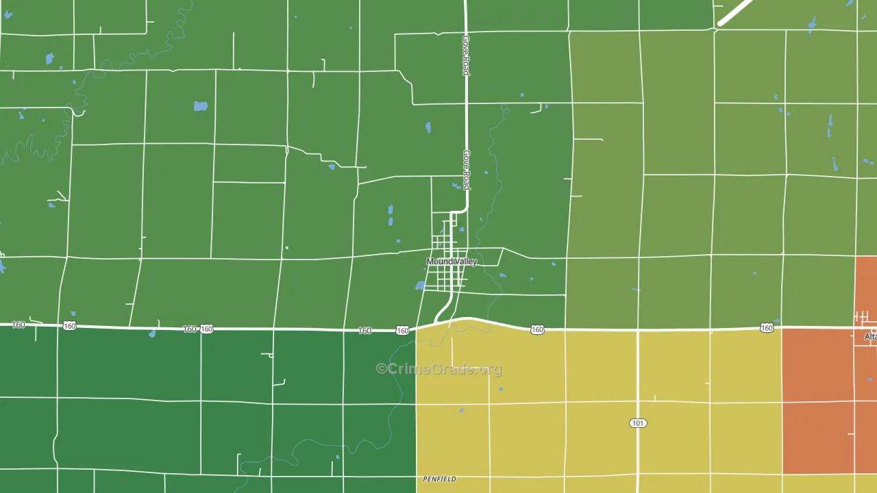 67354, KS Map of Theft Rates
