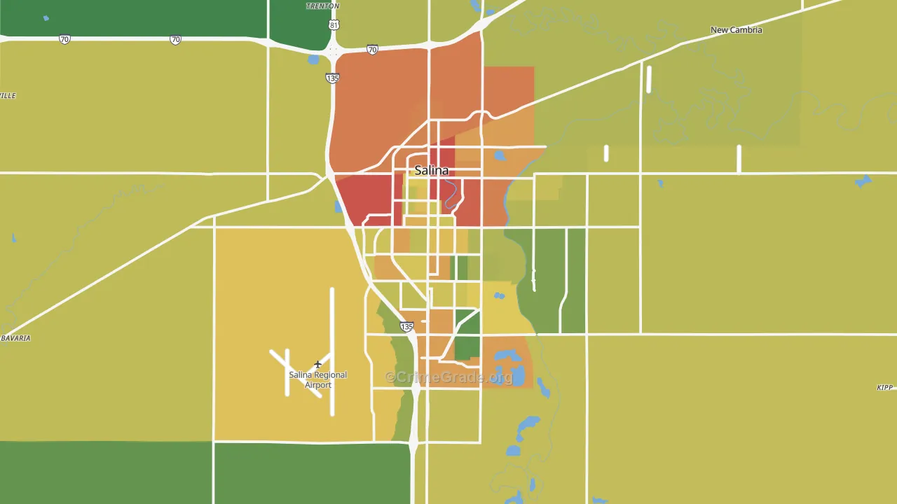 67401, KS Map of Theft Rates