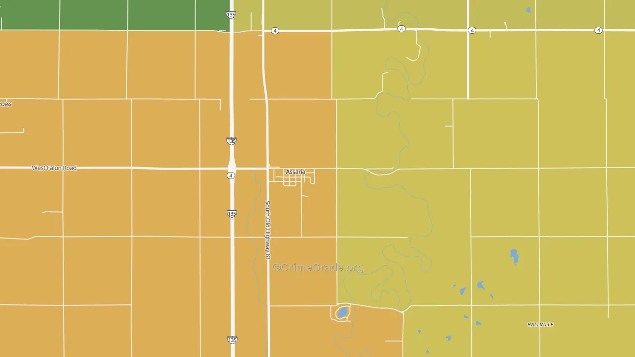 67416, KS Map of Theft Rates