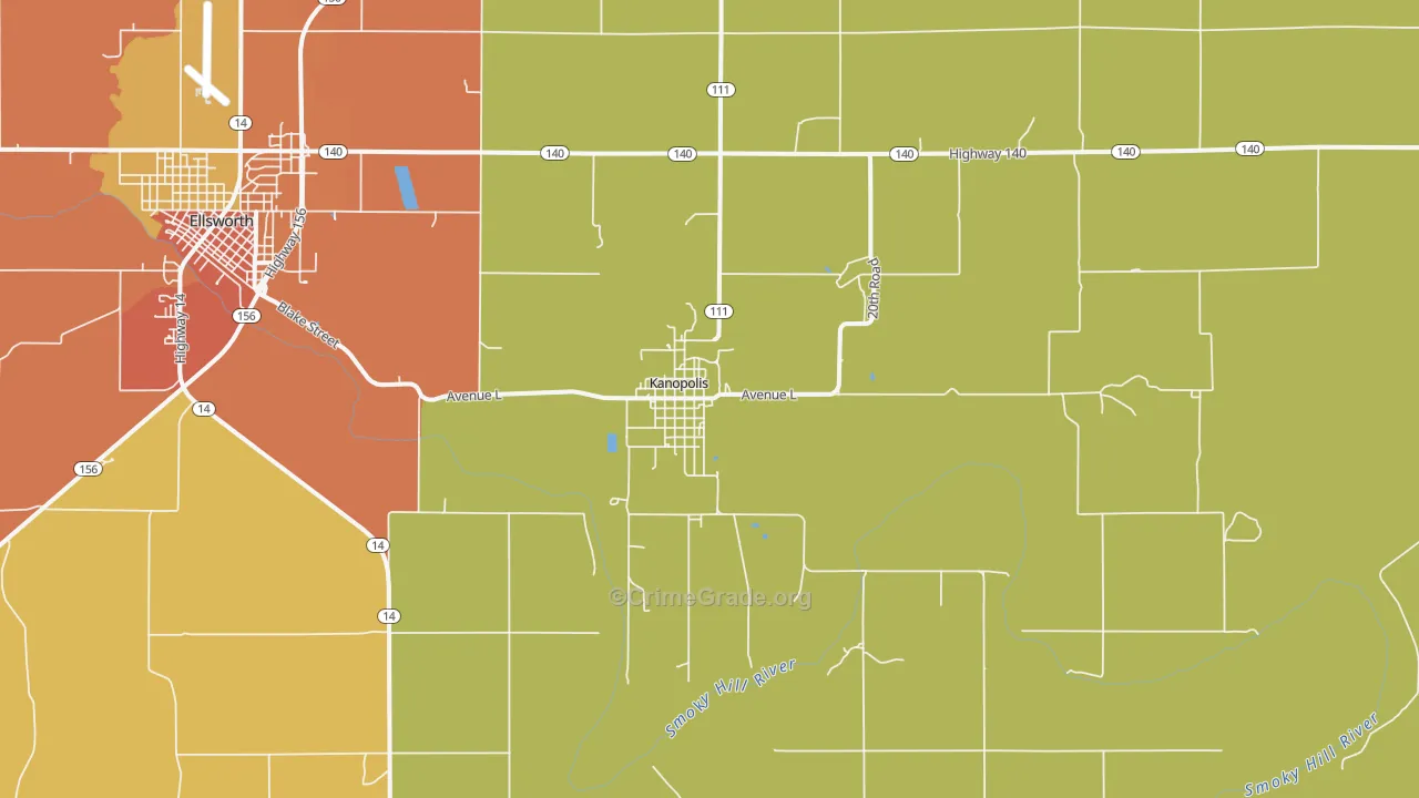 67454, KS Map of Theft Rates