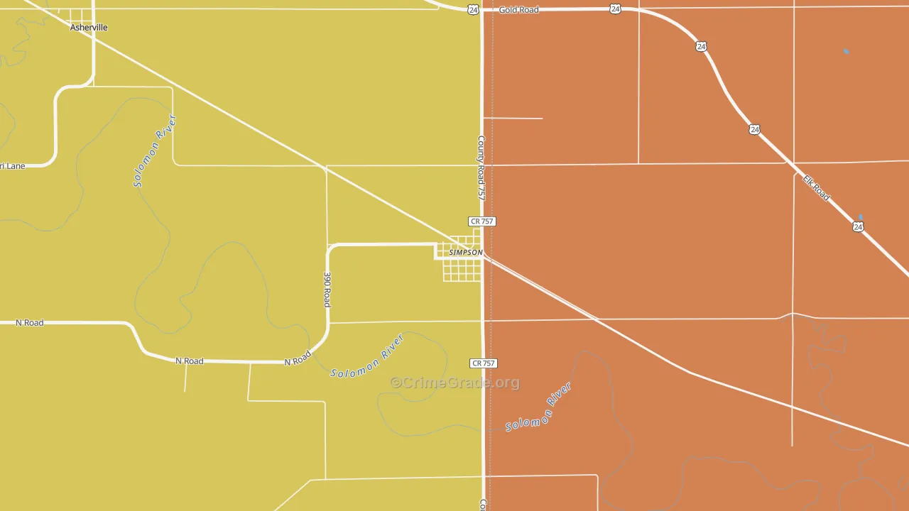 67478, KS Map of Theft Rates