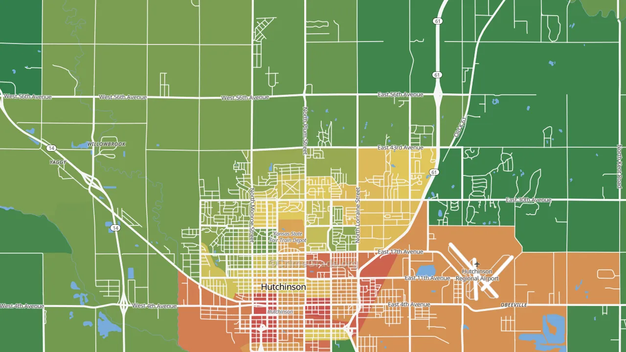 67502, KS Map of Theft Rates