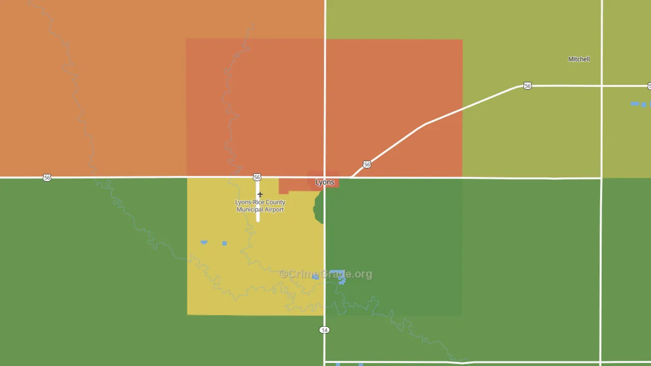 67554, KS Map of Theft Rates