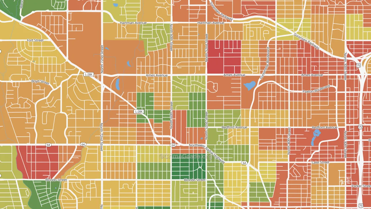 68104, NE Map of Theft Rates