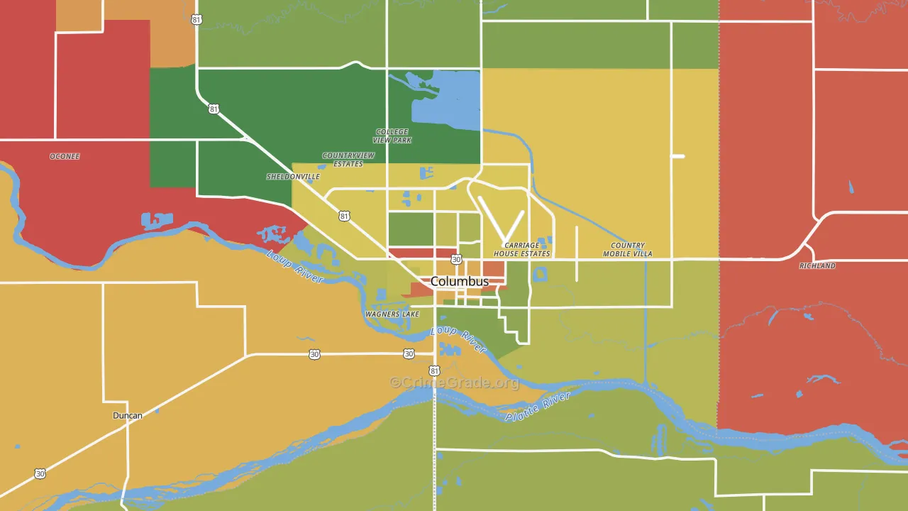 68601, NE Map of Theft Rates