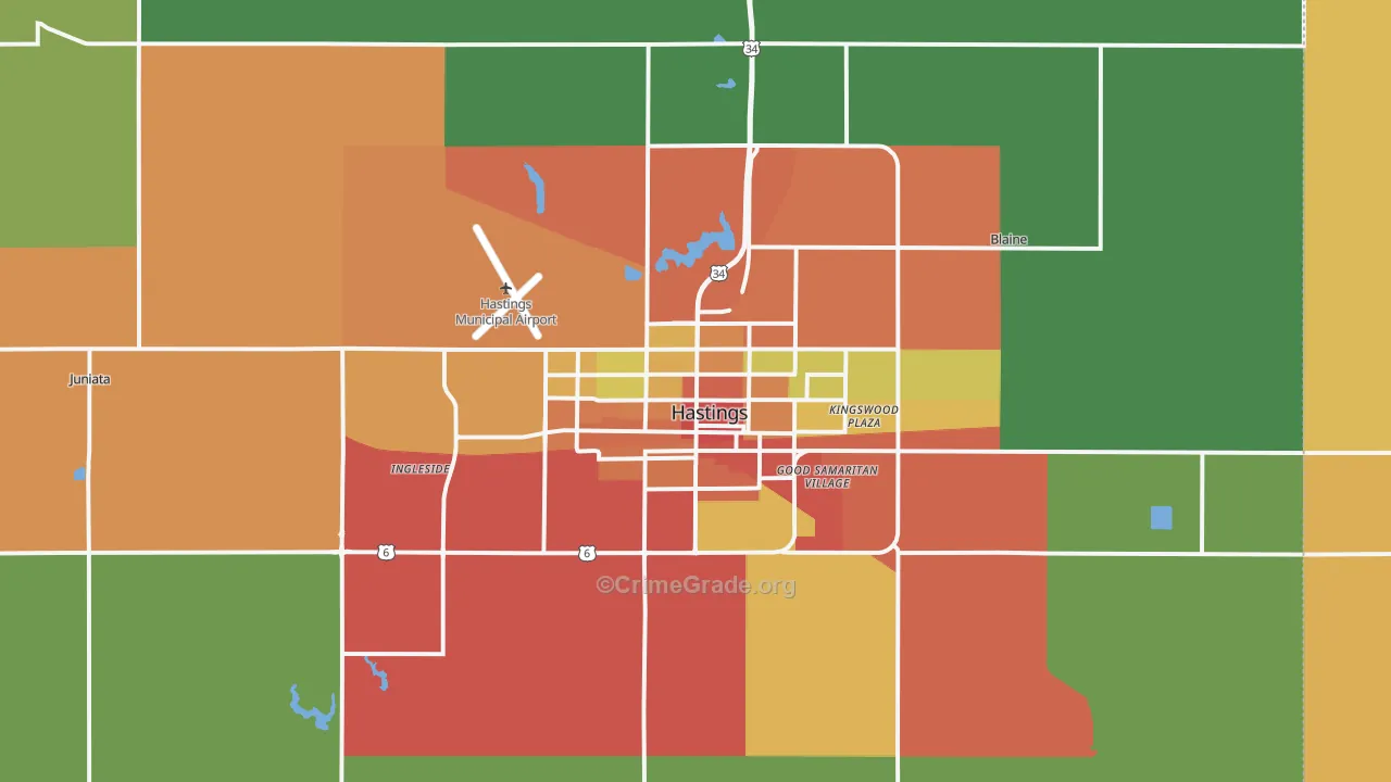 68901, NE Map of Theft Rates
