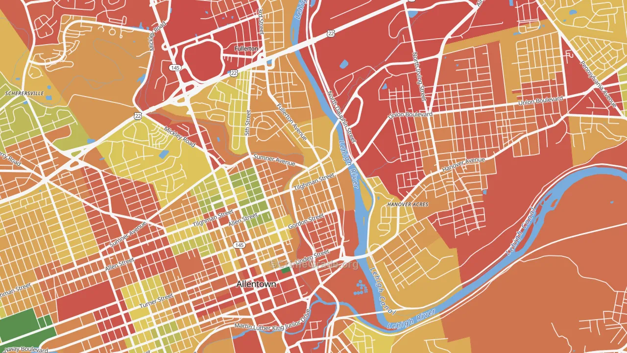 6th Ward, Allentown, PA Map of Theft Rates