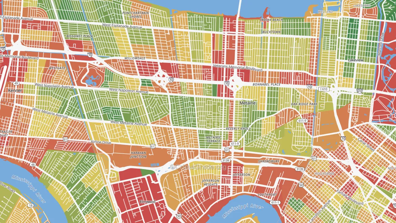 70001, LA Map of Theft Rates