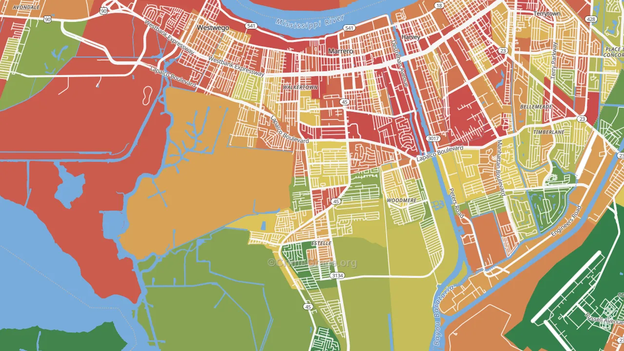 70072, LA Map of Theft Rates