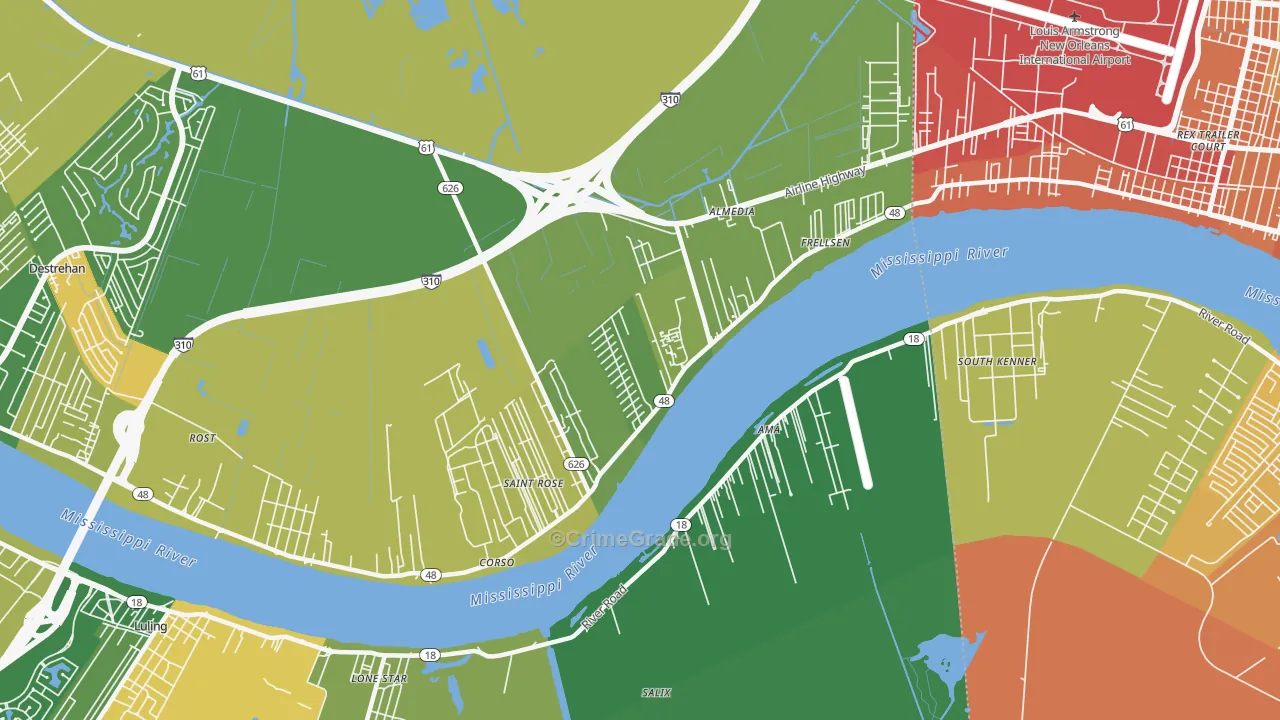 70087, LA Map of Theft Rates